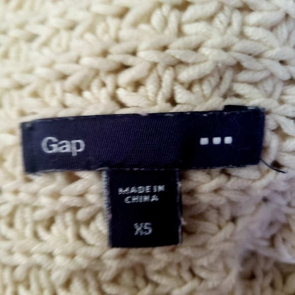 GAP Chunky Knit Open Cardigan Sweater Cream Short Sleeve Women's XS Neutral EUC - Picture 3 of 5